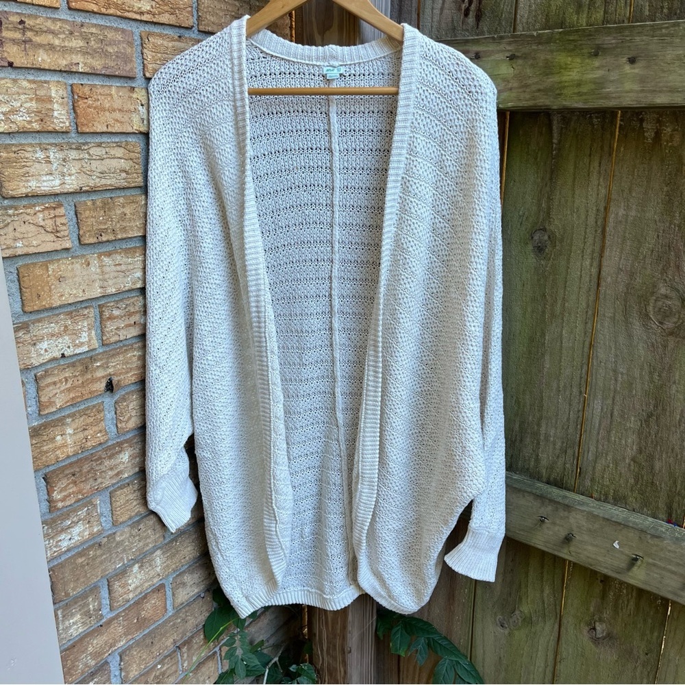 Aerie Oversized Ivory Open-Front Cardigan